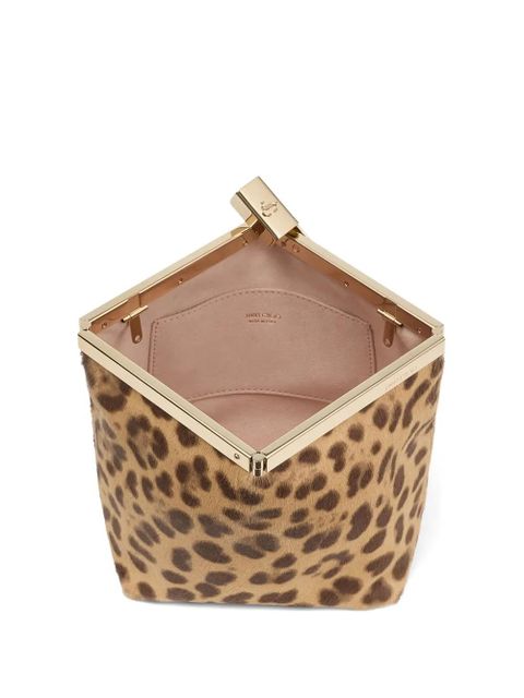 Jimmy Choo Ganache leopard-print chain clutch bag - Neutrals