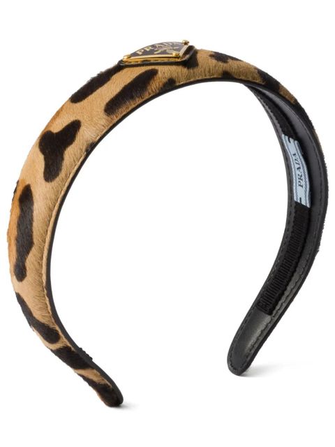 Prada printed leather headband - Brown - zdjęcie produktu nr 1