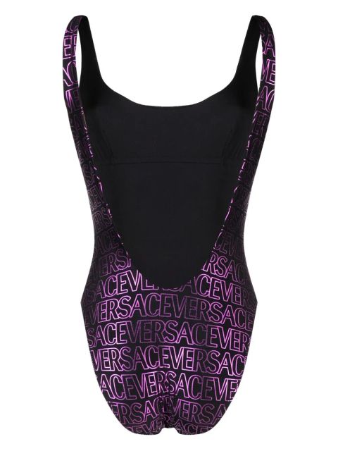 Versace all-over logo-print swimsuit - Black