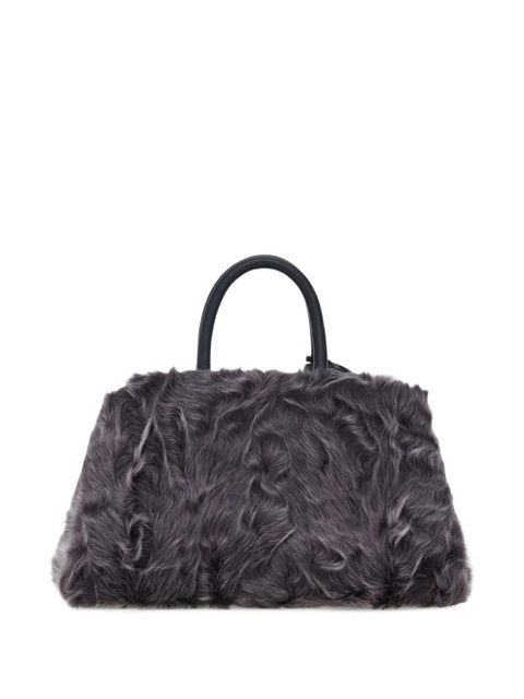 Ferragamo mini Hug shearling-front cross body bag - Grey