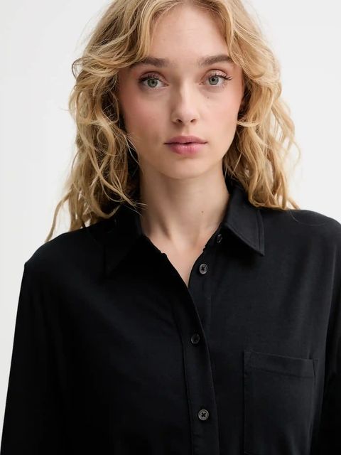 Marc O'Polo koszula damska kolor granatowy regular z kołnierzykiem klasycznym 508200152201