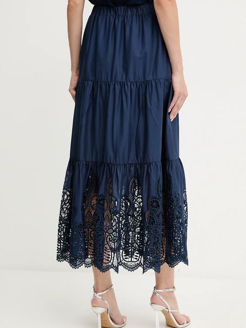 Morgan spódnica bawełniana kolor granatowy maxi rozkloszowana JBOY