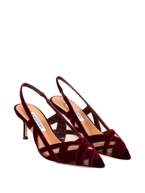 Aquazzura 65mm slingback velvet pumps - Red