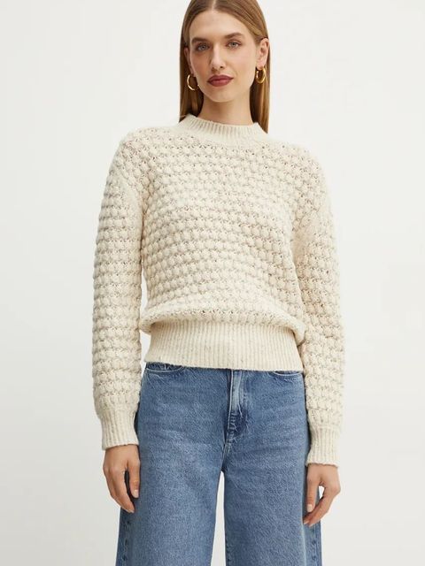 Silvian Heach sweter TILZI damski kolor beżowy z półgolfem CVA24034MA