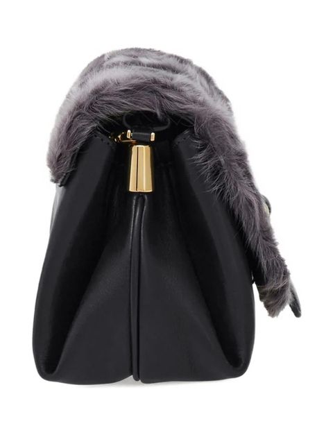 Ferragamo small shearling-front clutch bag - Black