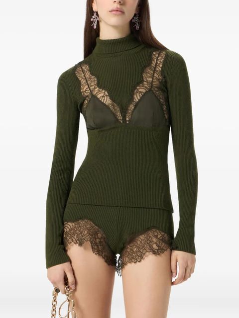 Blumarine ribbed turtleneck jumper - Green - zdjęcie produktu nr 2