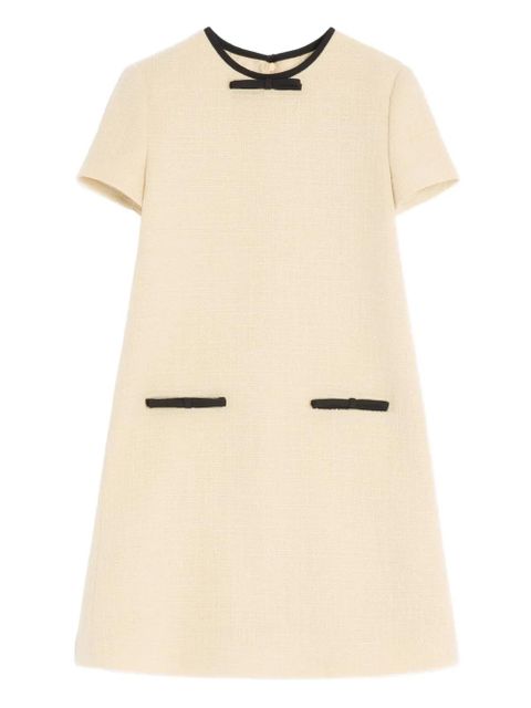 Valentino Garavani bow-embellished tweed dress - Neutrals