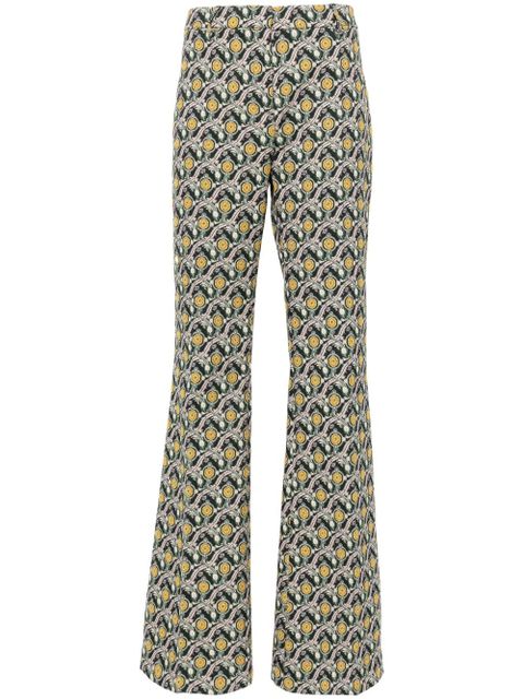 ETRO patterned-jacquard flared trousers - Green - zdjęcie produktu nr 1
