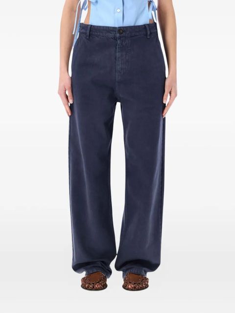 Miu Miu logo-embroidered trousers - Blue - zdjęcie produktu nr 1