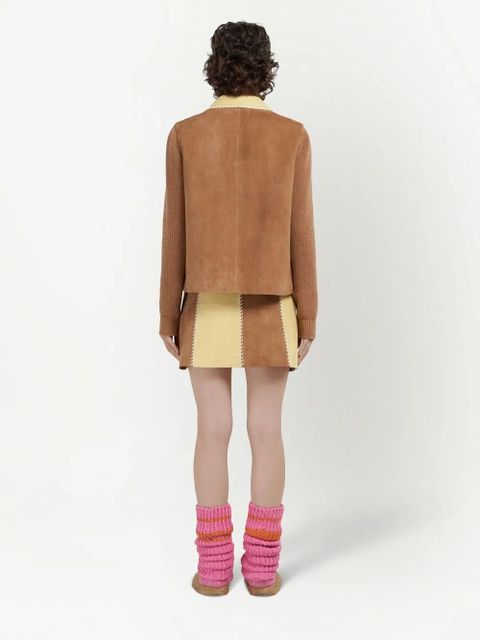 Marni panelled whipstitch-trim skirt - Brown