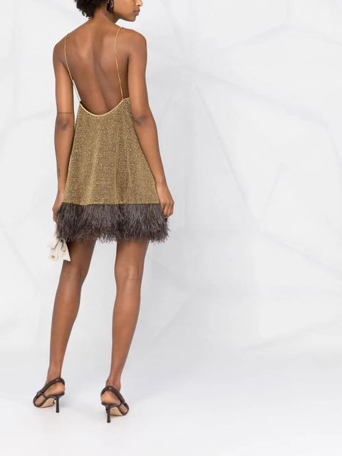 Oséree Lumière Plumage slip dress - Yellow
