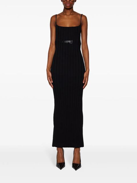 Alexander Wang belted ribbed-knit dress - Black