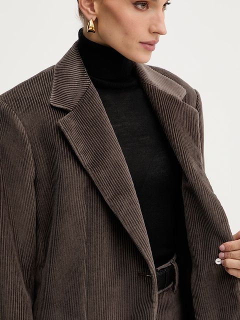 Weekend Max Mara marynarka sztruksowa FORMIA kolor brązowy jednorzędowa gładka 2525046052600