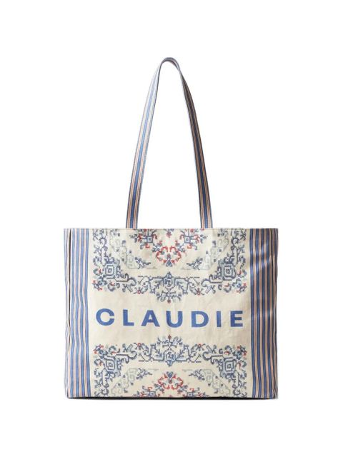 Claudie Pierlot figurative-pattern logo-print beach bag - Neutrals - zdjęcie produktu nr 1