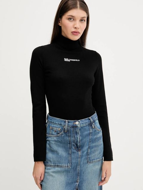 Karl Lagerfeld Jeans sweter damski kolor czarny lekki z golfem A3W18007 - zdjęcie produktu nr 1