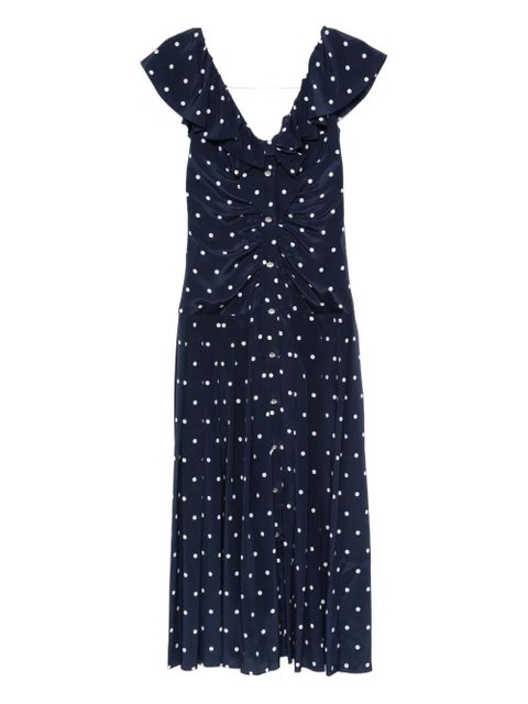 Alessandra Rich polka dot-print ruffled dress - Blue