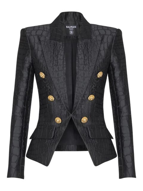 Balmain crocodile-jacquard six-buttons blazer - Black - zdjęcie produktu nr 1