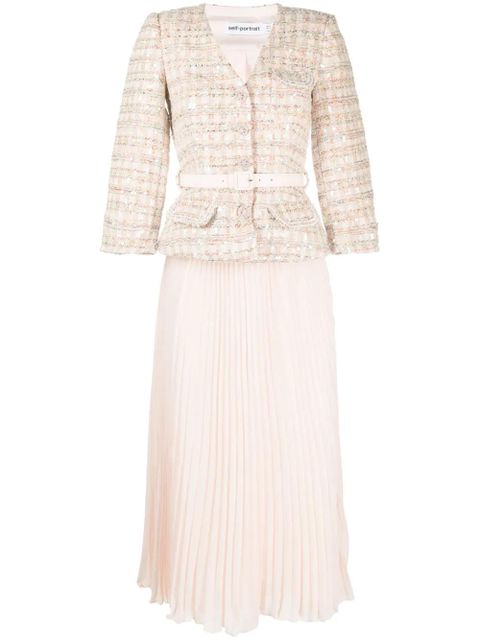 Self-Portrait fully-pleated flared dress - Pink - zdjęcie produktu nr 1