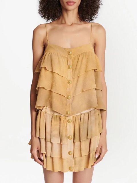Balmain ruffled silk blouse - Neutrals