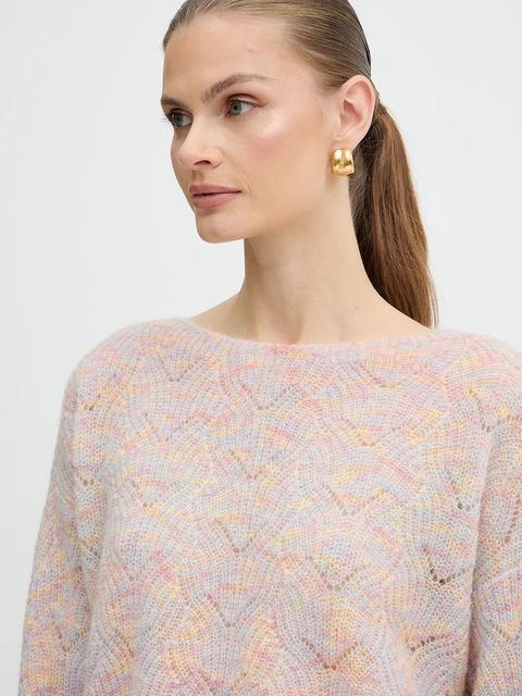 Marella sweter z dodatkiem wełny Emme by Marella damski kolor różowy 2525366282200 - zdjęcie produktu nr 2