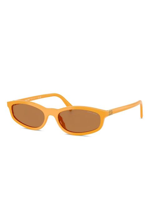 Miu Miu Eyewear logo-lettering sunglasses - Orange - zdjęcie produktu nr 2