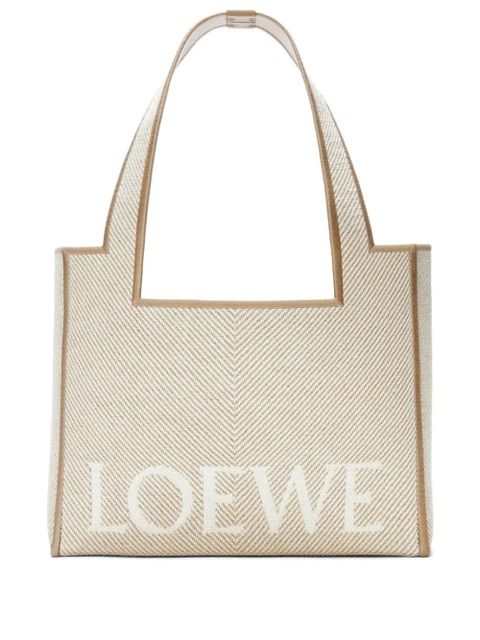 LOEWE medium herringbone-pattern tote bag - Neutrals - zdjęcie produktu nr 1