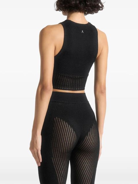 Manière De Voir knitted racer crop top - Black