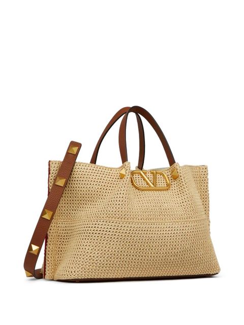 Valentino Garavani medium straw Summer tote - Neutrals
