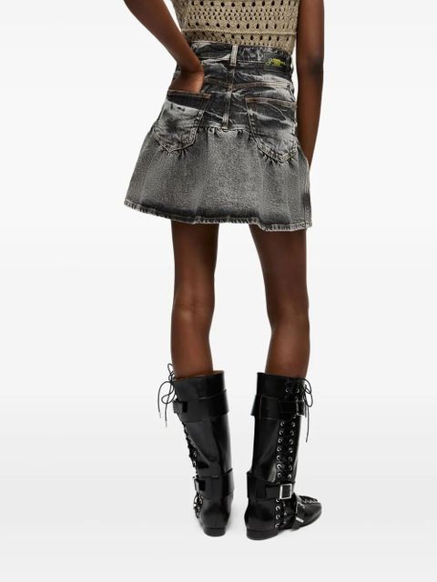 GANNI whiskering-effect mini skirt - Black