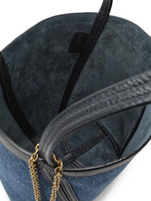 Chloé Spin leather-trim denim tote bag - Blue
