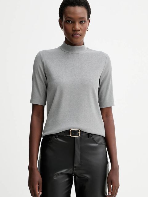 Marc O'Polo t-shirt damski kolor szary z półgolfem 510217451255