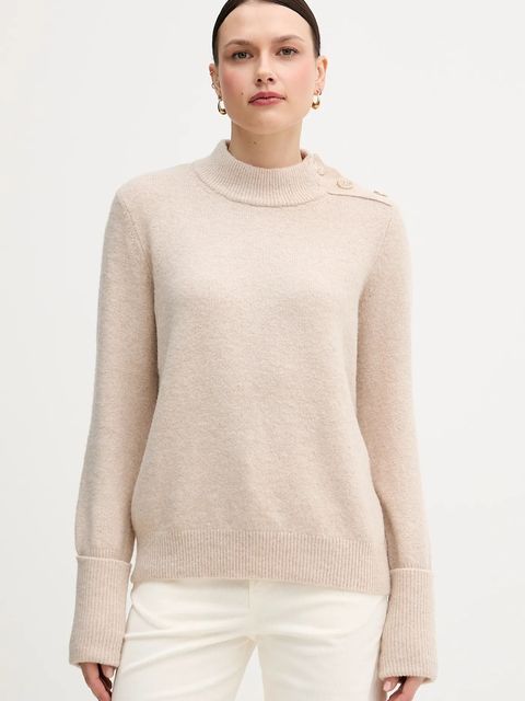 Marc Aurel sweter z domieszką wełny damski kolor beżowy z półgolfem 8064-8000-82028 - zdjęcie produktu nr 1