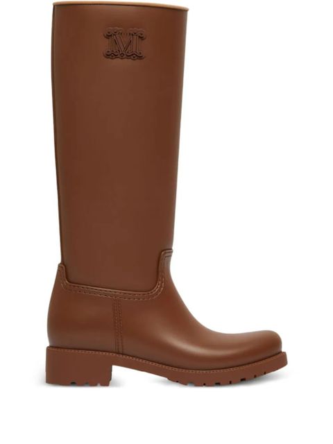 Max Mara logo-embellished block-heel boots - Brown - zdjęcie produktu nr 1