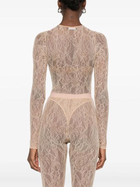 WARDROBE.NYC lace long-sleeves bodysuit - Neutrals