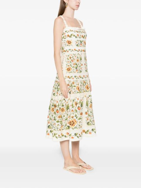 Agua By Agua Bendita Nispero Uchuva strappy floral midi dress - Neutrals