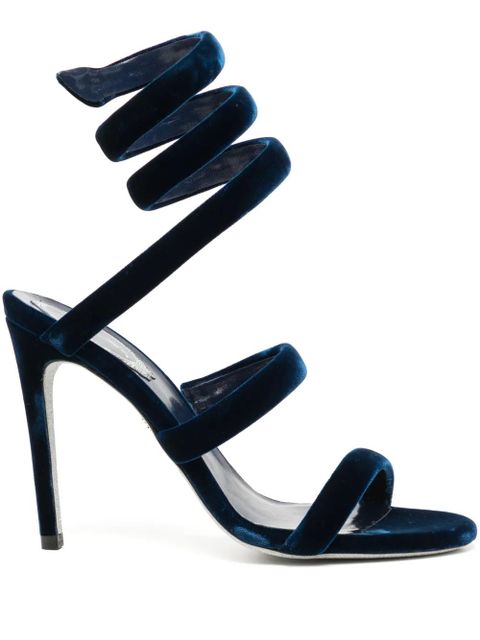 René Caovilla Cleo 100mm velvet-finish sandals - Blue - zdjęcie produktu nr 1