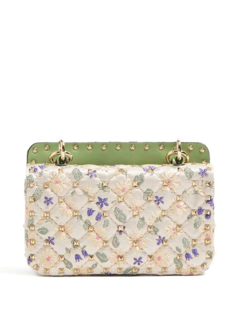 Valentino Garavani small Rockstud Spike jacquard shoulder bag - Neutrals