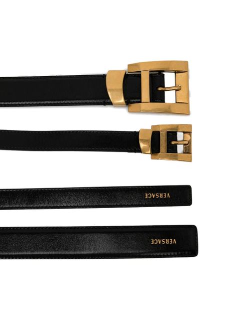 Versace double-strap leather belt - Black - zdjęcie produktu nr 2