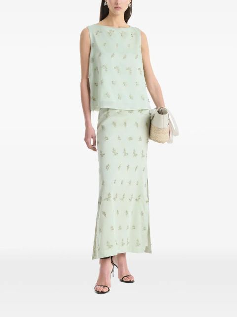 Altuzarra floral-embroidered tie-side top - Green - zdjęcie produktu nr 2