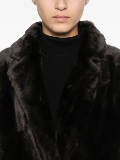 Yves Salomon notched-collar coat - Brown