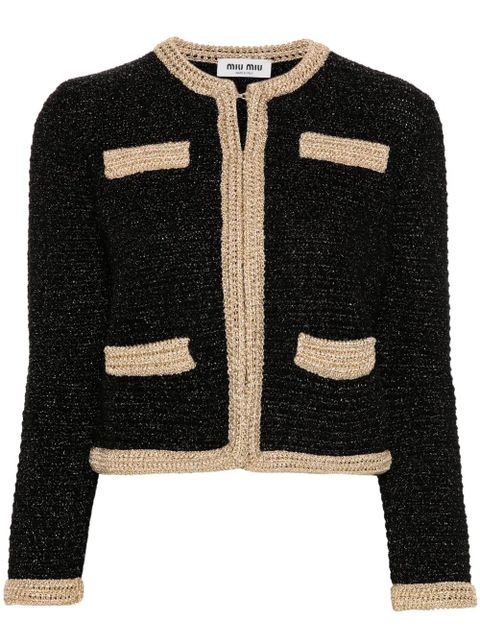 Miu Miu lamé crochet cardigan - Black