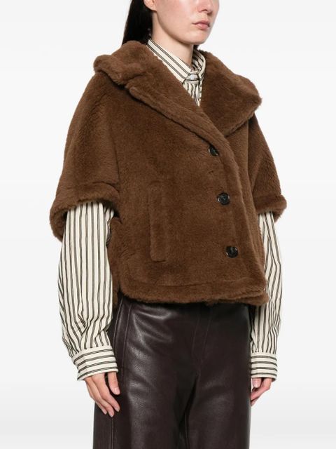 Max Mara button-up teddy-textured jacket - Brown