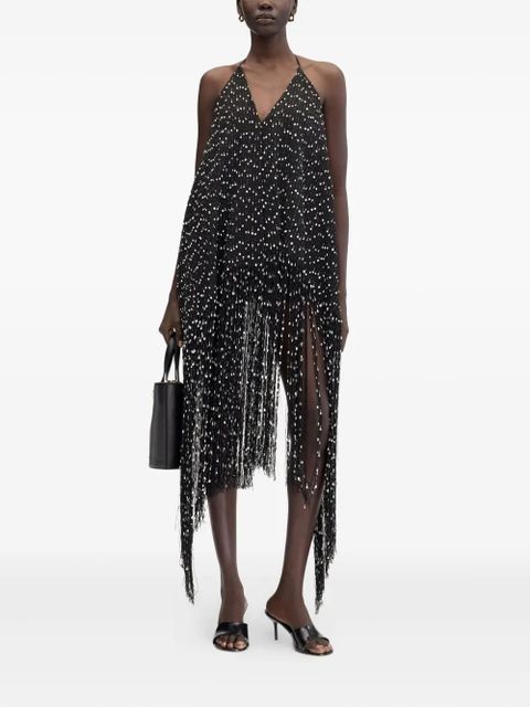 Jacquemus Riviera halter-neck fringe asymmetric dress - Black