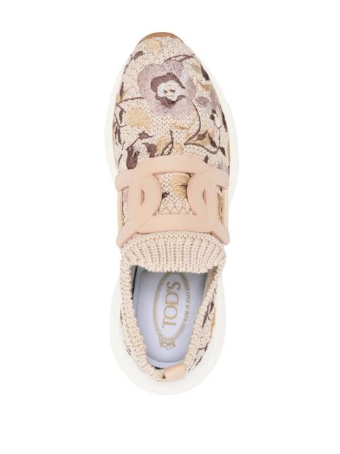 Tod's floral-embroidered slip-on sneakers - Neutrals