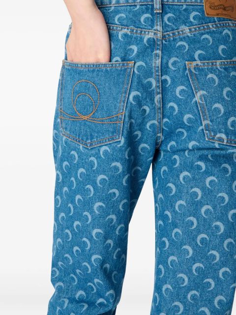 Marine Serre Moon Laser straight jeans - Blue