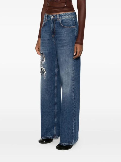 AREA crystal-embellished jeans - Blue
