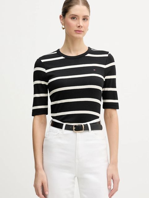 Tommy Hilfiger t-shirt damski kolor czarny WW0WW47308 - zdjęcie produktu nr 1