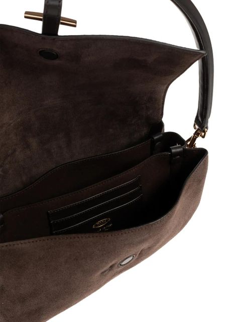 Tod's mini T Timeless suede tote bag - Brown
