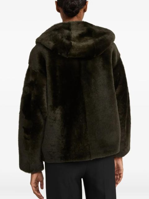Yves Salomon hooded shearling jacket - Green