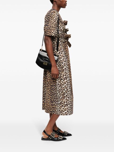 GANNI leopard-print midi dress - Brown